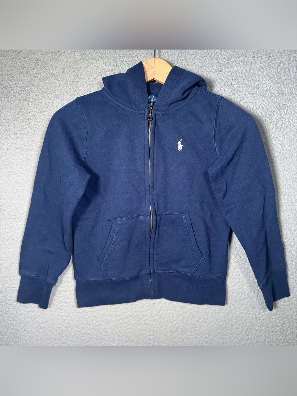 Polo Ralph Lauren Boys Navy Blue Full Zip Hoodie Sweatshirt Size M (8/10)